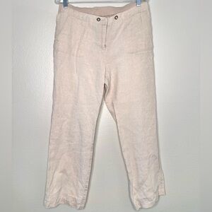 Charter club petite classic fit wide leg linen pants, elasticated 10P #16